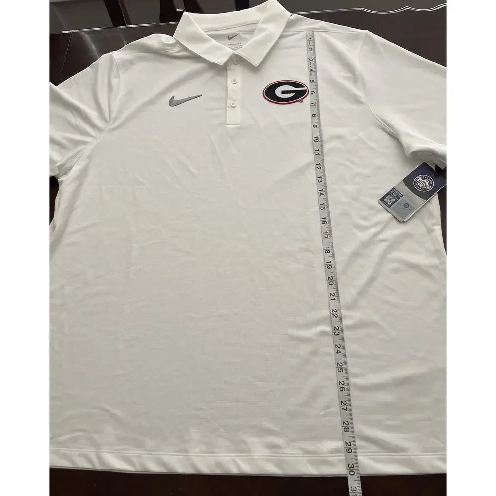 Georgia Bulldogs UGA Collegiate White Nike Dri-Fit Polo Shirt Men's 2XL NWT
